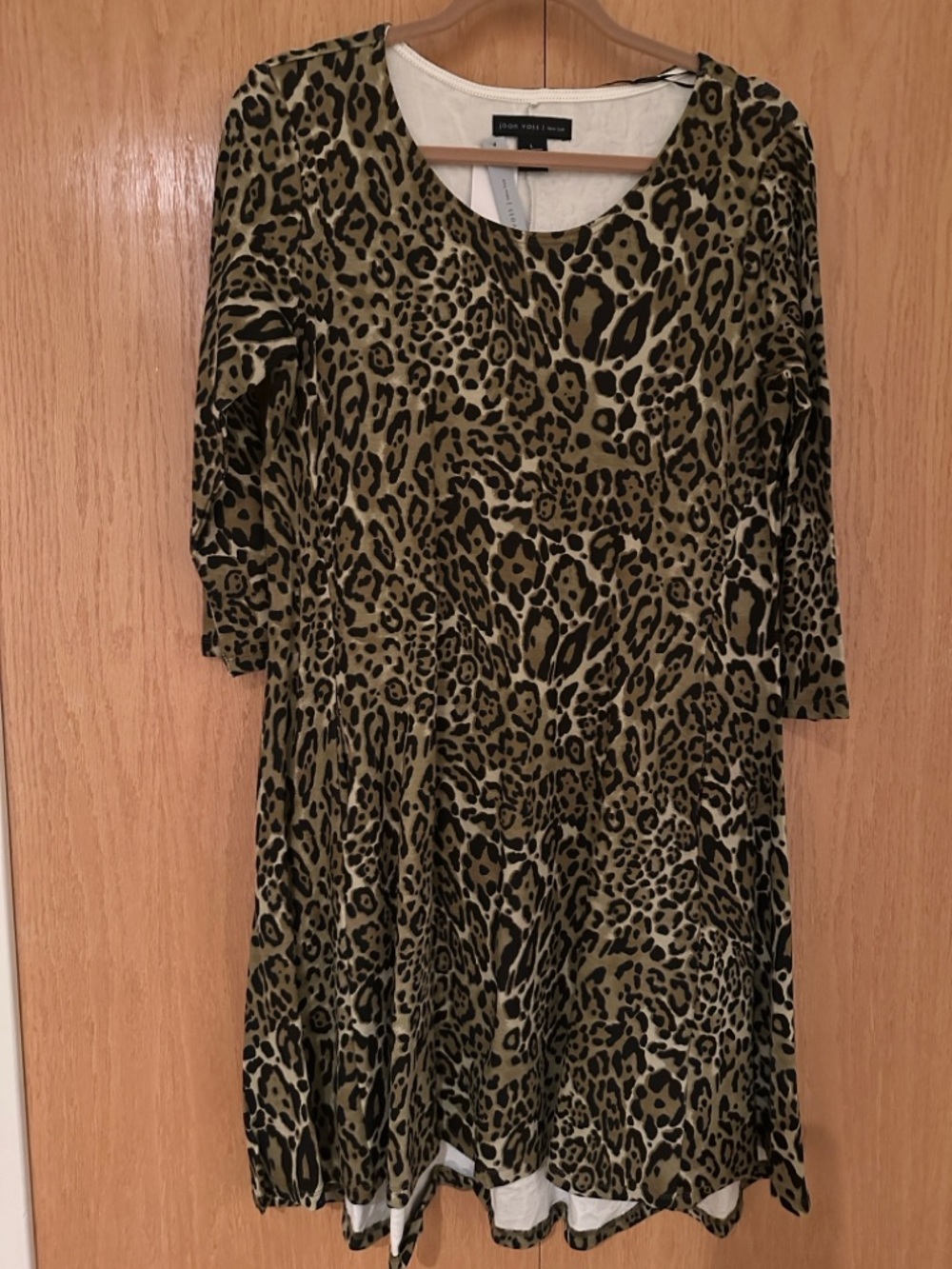 Joan Vass Black & Tan Leopard Print Dress